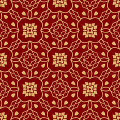 Seamless pattern with symmetric geometric ornament. 