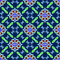 Seamless pattern with symmetric geometric ornament. 