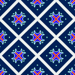 Seamless pattern with symmetric geometric ornament. 