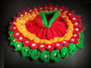 Krishna laddu gopal dress made of wool hand knitted multicolored dress