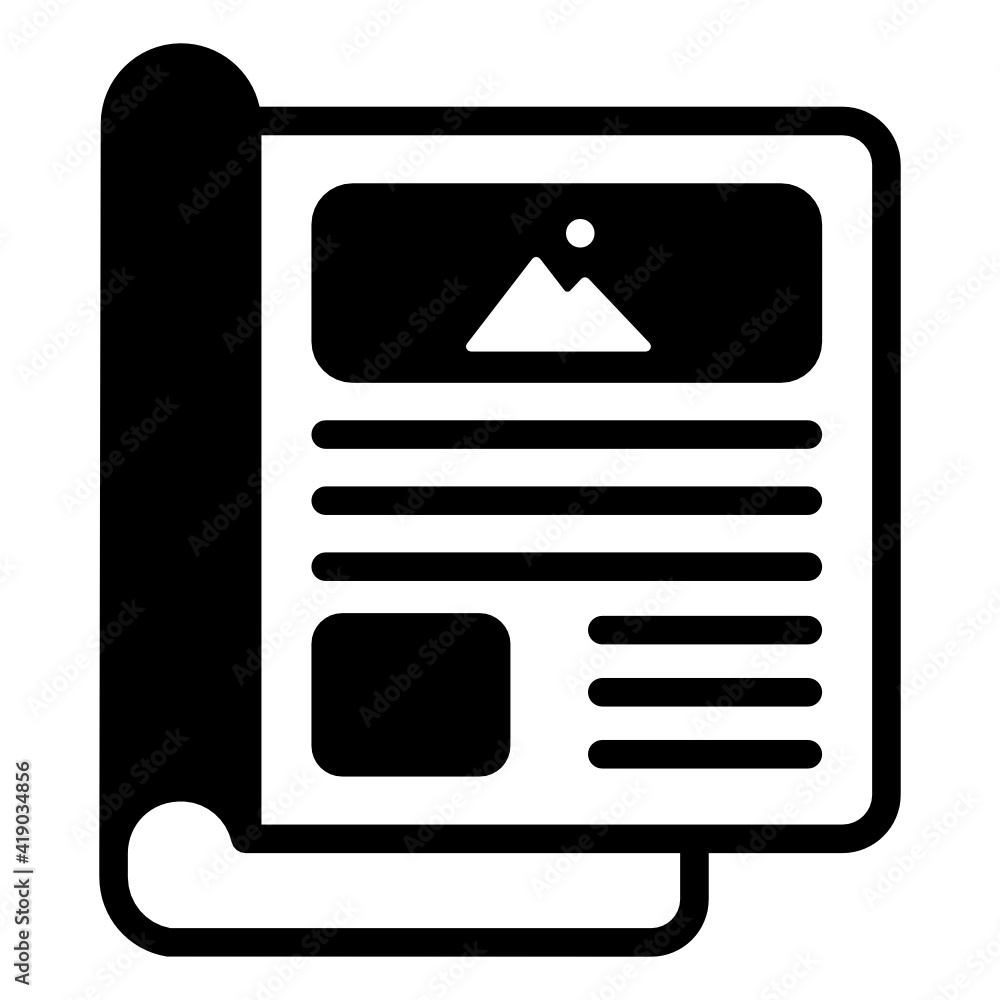 Canvas Prints magazine layout in glyph icon, editable vector