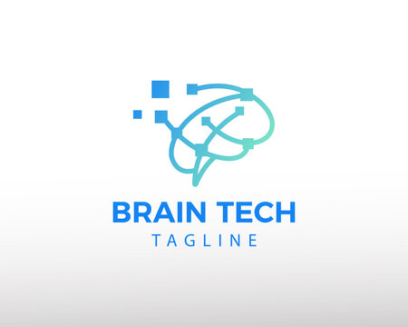 brain tech logo creative brain logo data brain tech logo line brain logo