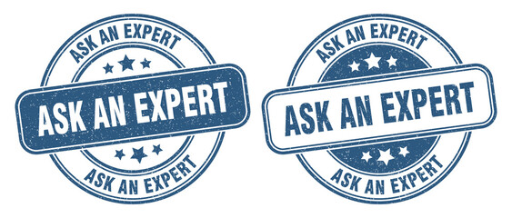 ask an expert stamp. ask an expert label. round grunge sign