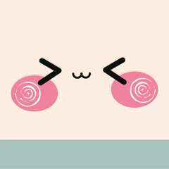 Happy facial expression cartoon kawaii - Vector illustration