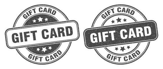 gift card stamp. gift card label. round grunge sign