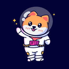 Cute shiba inu astronaut dog illustration