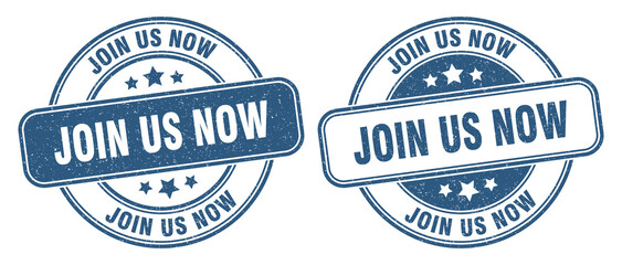 join us now stamp. join us now label. round grunge sign