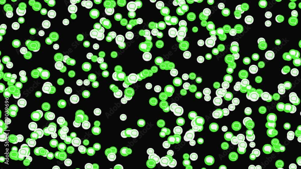 Poster abstract background with slowly moving green and white symbols of message. animation. concept of onl