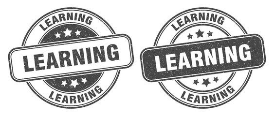 learning stamp. learning label. round grunge sign