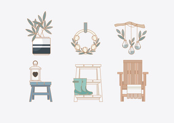 Vector illustration of garden elements