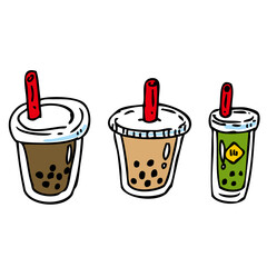 	タピオカドリンクのイラストセット