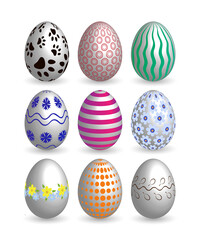Fototapeta na wymiar Set of silver Easter eggs 