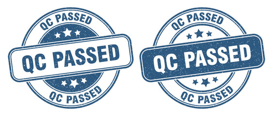 qc passed stamp. qc passed label. round grunge sign