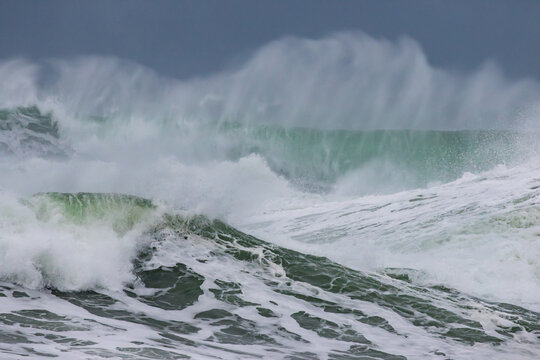 Turbulent Ocean Waves Break During A Pacific Winter Storm