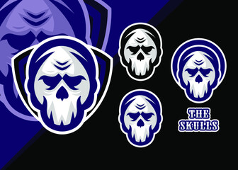 The skull esport logo design vector illustration.