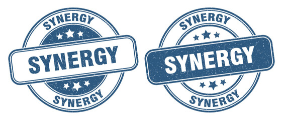 synergy stamp. synergy label. round grunge sign