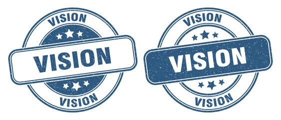 vision stamp. vision label. round grunge sign