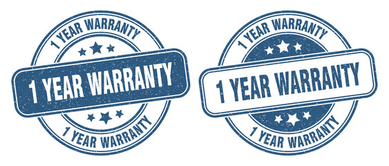 Fototapeta premium 1 year warranty stamp. 1 year warranty label. round grunge sign