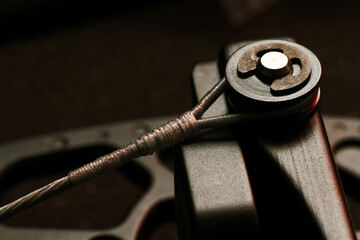 Close up of archery compound bow component