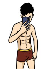 Fototapeta premium cartoon cute man on white background