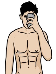 Fototapeta premium cartoon cute man on white background