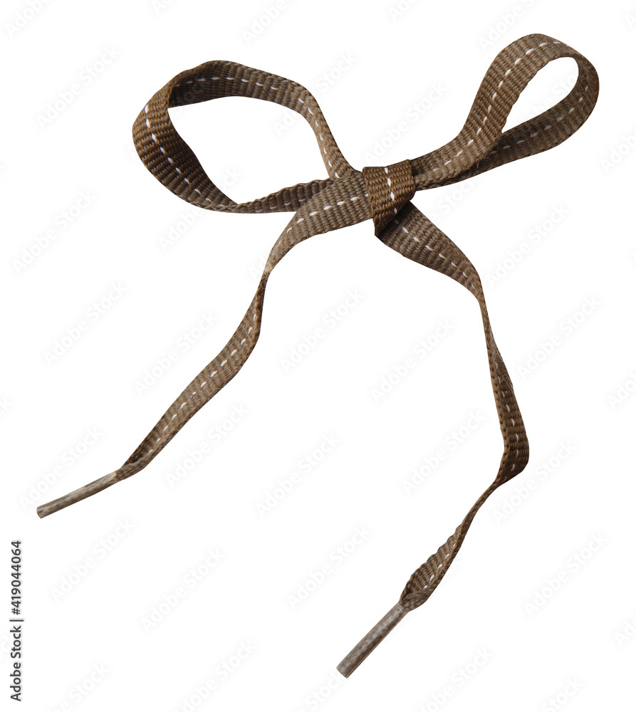 Wall mural brown ribbon curl isolated on white background. brown ribbon bow and curl isolated on white backgrou