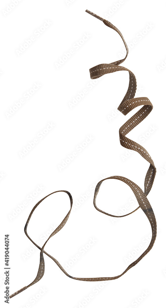 Wall mural brown ribbon curl isolated on white background. brown ribbon bow and curl isolated on white backgrou