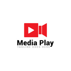 play media app logo icon vector template.