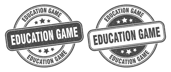 education game stamp. education game label. round grunge sign