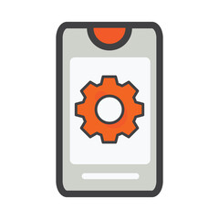 smartphone with setting illustration. smartphone illustration. Flat vector icon.