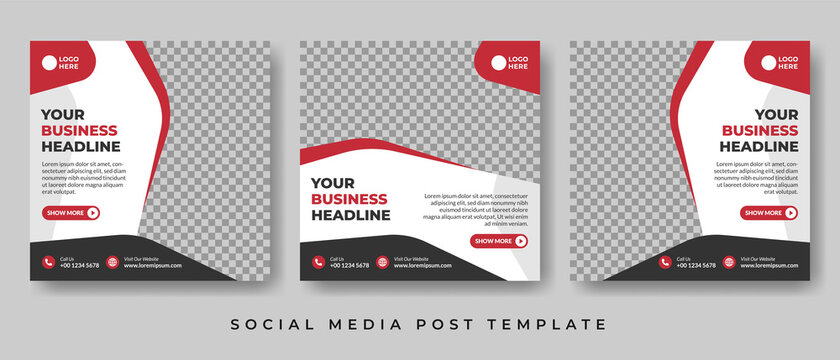 Set of Editable Square Banner Template Design Vector with photo collage, Suitable for Social Media Post and Online Advertising.