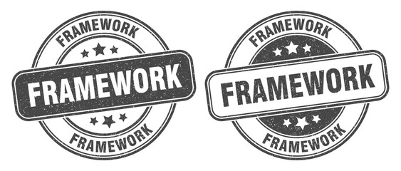 framework stamp. framework label. round grunge sign