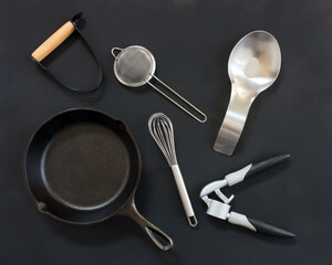 Silver and Black Kitchen Utensils