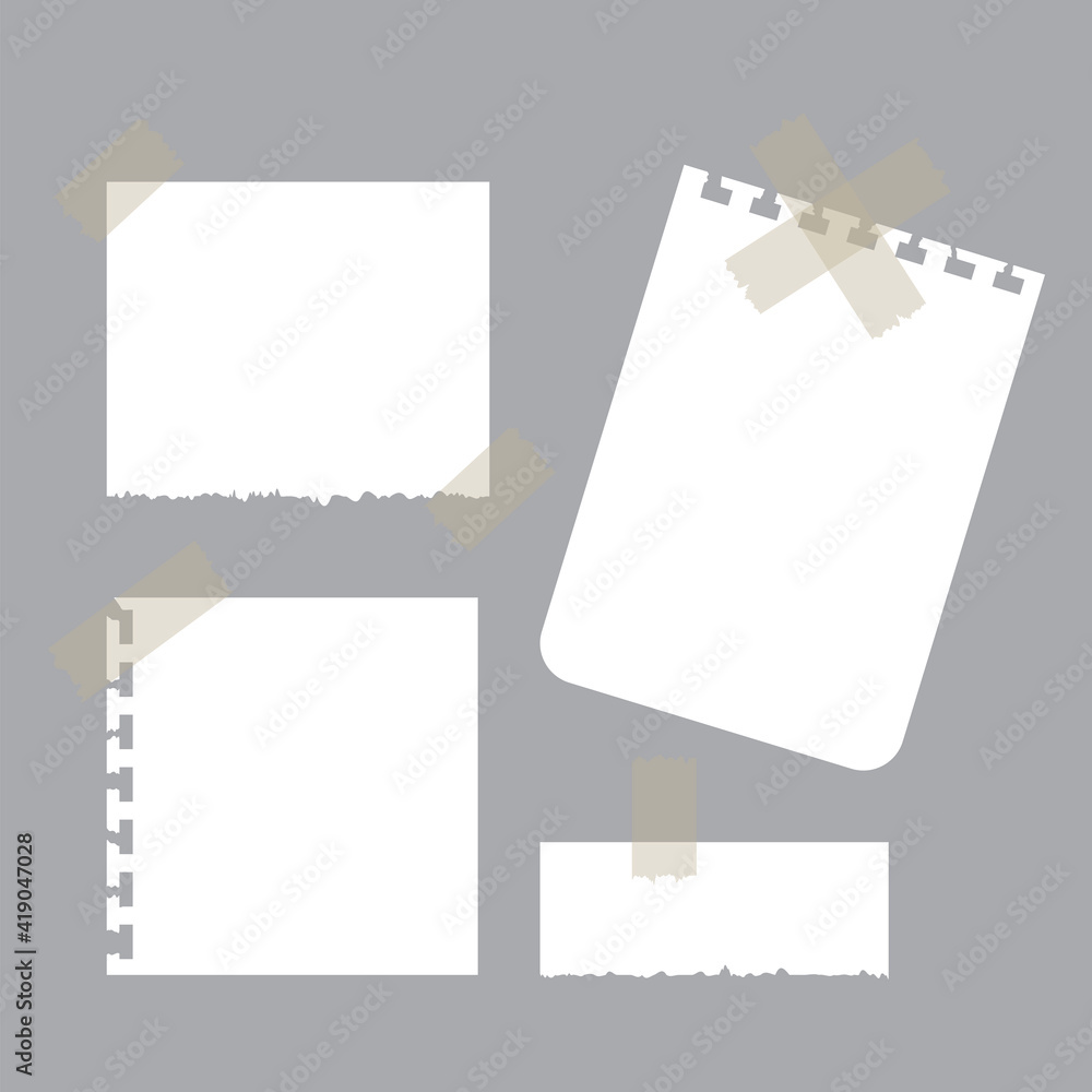 Aufkleber sheets of notepad tape for banner design. beige background. vector template. notebook paper. stock i