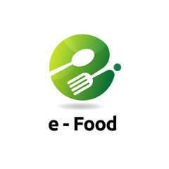 colorful letter e food logo vector concept, icon, element, and template for company