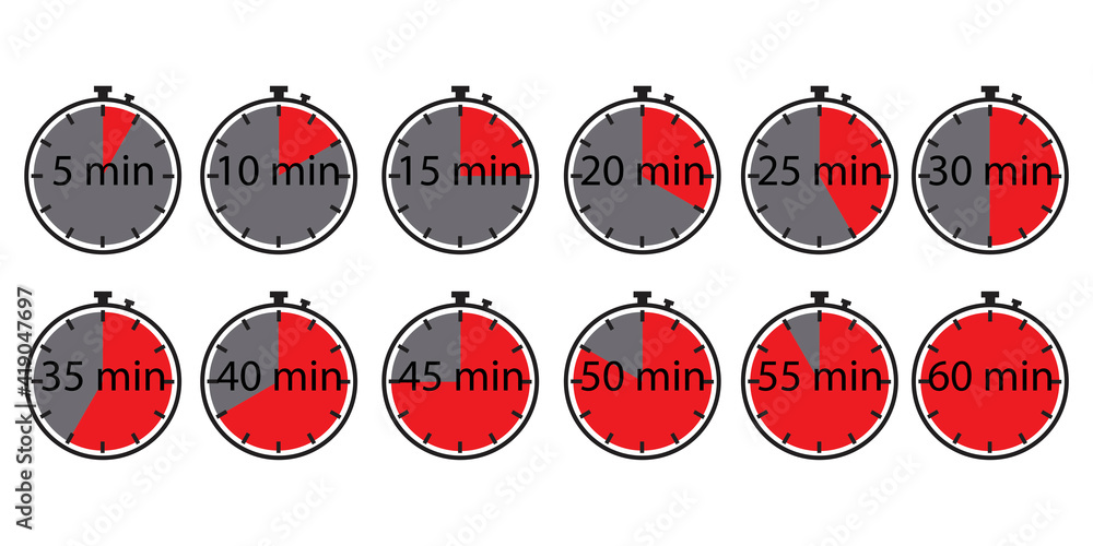 Poster red chronometer set. vector illustration design. clock icon symbol. time icon vector. stock image. e