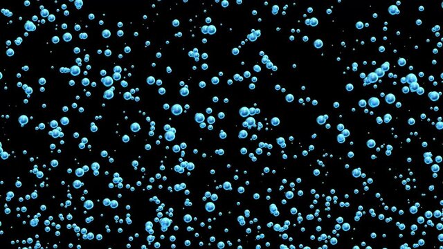 Blue bubbles are pulsing, rising up against a black background. Poisonous fumes.