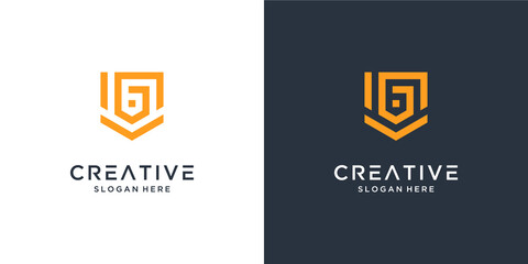 Minimal letter B with shield symbol logo design