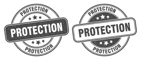 protection stamp. protection label. round grunge sign