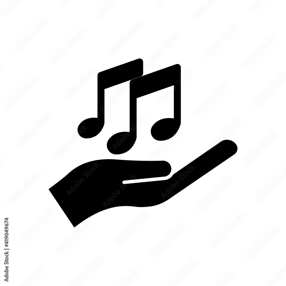 Poster hand icon with music note icon. simple illustration. mobile concept app icon and web design. editabl