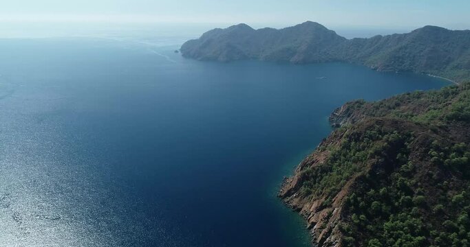 Tropical beach aerial view, Top view of waves break on tropical sand mountain