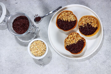 Martabak Terang Bulan mini, martabak manis mini or mini sweet martabak (mattabak), is Indonesian popular street food, made from flour, egg, yeast, topped with peanuts with chocolate