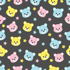 Cute cartoon bear. Vector illustration. Seamless pattern.	