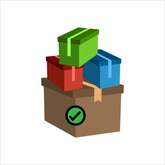 Parcel Received Icon, Parcel Delivery Completed Successfully, Parcel Arrived At Destination