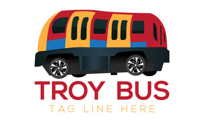 Troy bus illustrations on vector template