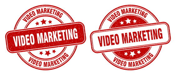 video marketing stamp. video marketing label. round grunge sign