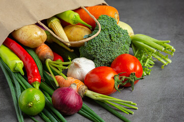 healthy vegetables on old dark background,World food day