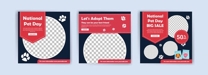 National pet day. Pet shop banner template. Promotional banner for social media post.