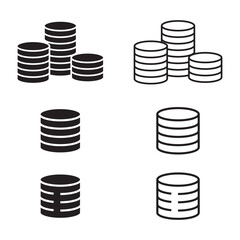 Coins icon vector. Coin stacks sign