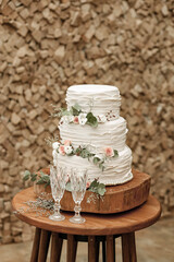 wedding cake and flowers